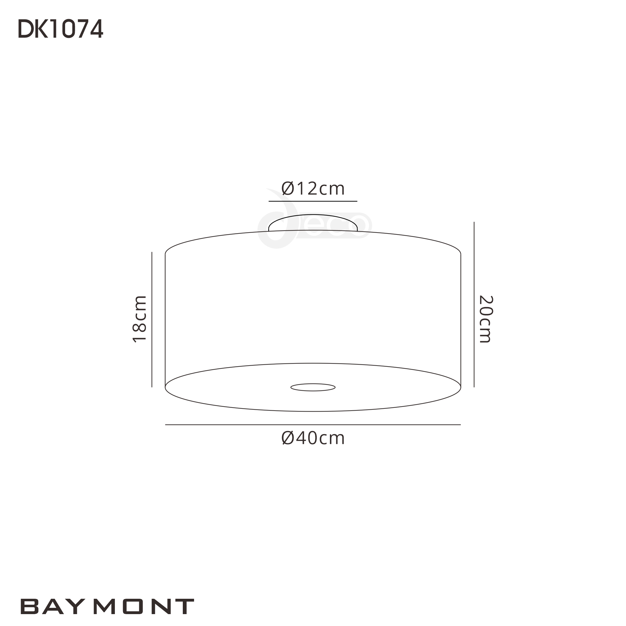 Baymont 40cm Flush 3 Light Grey; Frosted Black Detail Diffuser